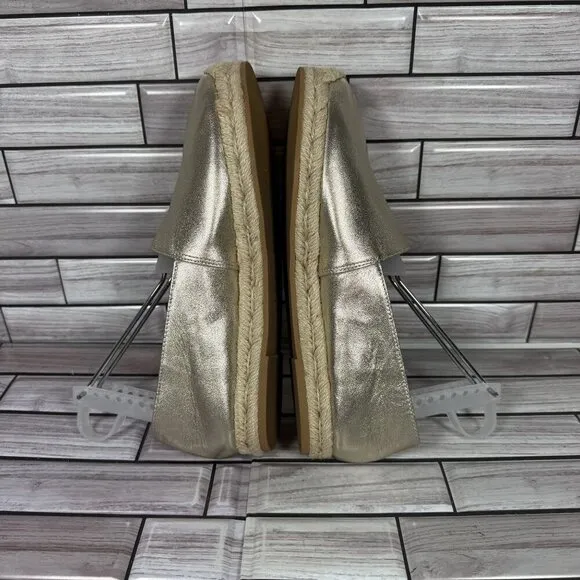 Stuart Weitzman Women's Gold Leather Mykonos Espadrille Flats Shoe Size 6-NEW
