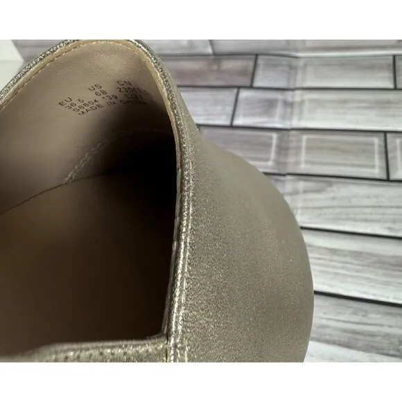 Stuart Weitzman Women's Gold Leather Mykonos Espadrille Flats Shoe Size 6-NEW