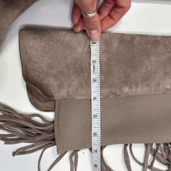 Stuart Weitzman Women's Taupe Beige Mane Fringe Over The Knee Suede Boots