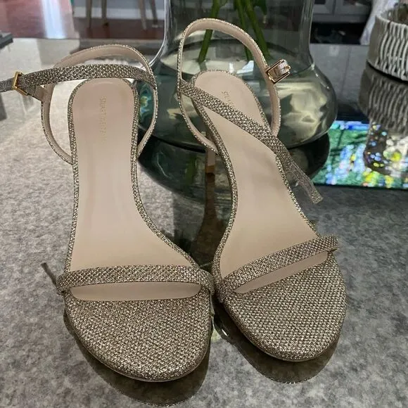Stuart Weitzman Kassidy Textured Lamé Sandals NEW