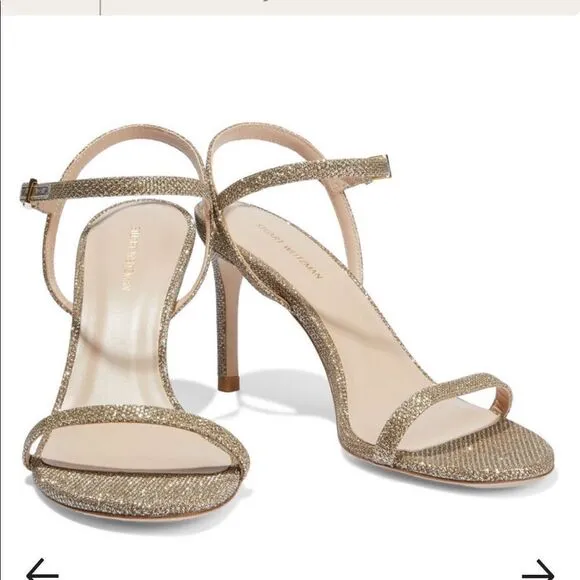 Stuart Weitzman Kassidy Textured Lamé Sandals NEW