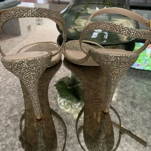 Stuart Weitzman Kassidy Textured Lamé Sandals NEW
