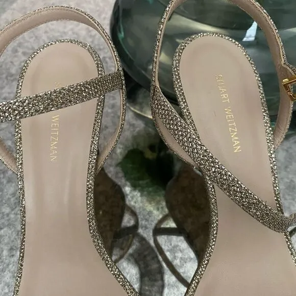 Stuart Weitzman Kassidy Textured Lamé Sandals NEW