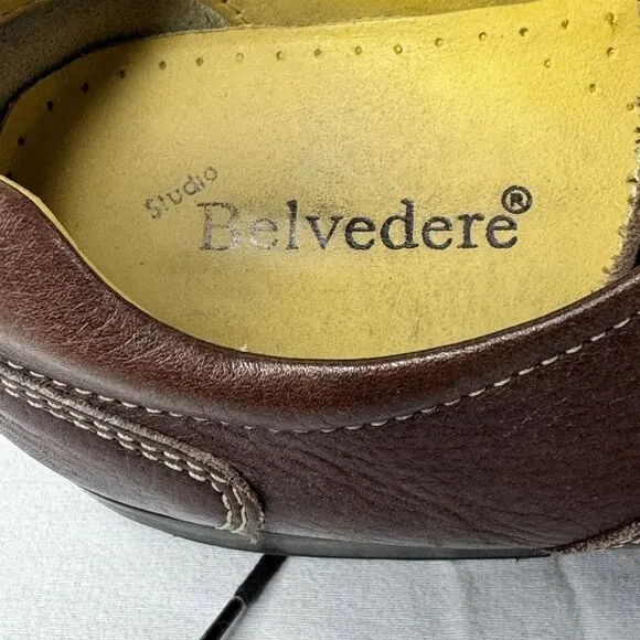 Studio Belvedere Bay Bridge Leather Oxford Shoes Mens 12 D Brown Made Brazil