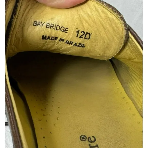 Studio Belvedere Bay Bridge Leather Oxford Shoes Mens 12 D Brown Made Brazil