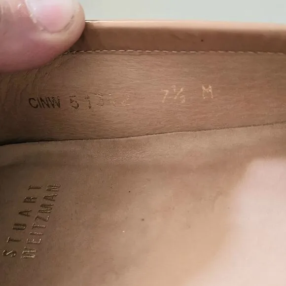Stuwart Weitzman flats leather women's 7.5 patent leather camel color