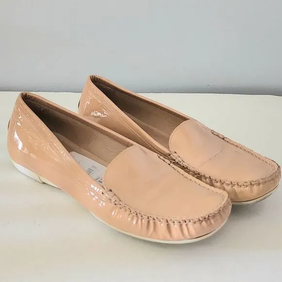 Stuwart Weitzman flats leather women's 7.5 patent leather camel color