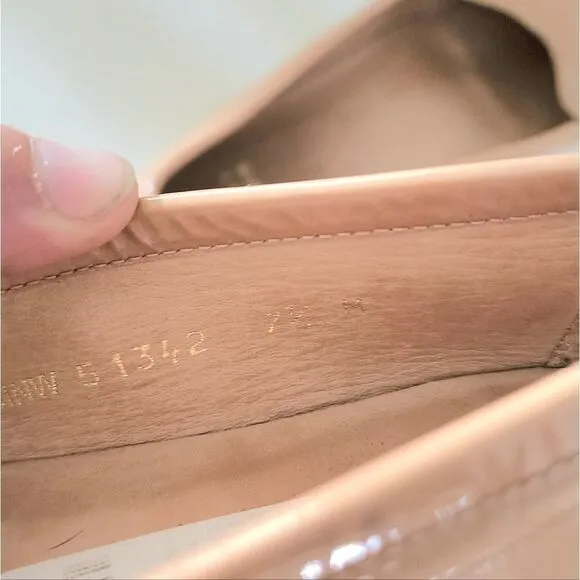 Stuwart Weitzman flats leather women's 7.5 patent leather camel color