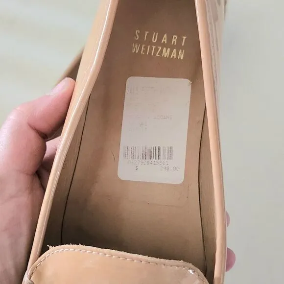 Stuwart Weitzman flats leather women's 7.5 patent leather camel color