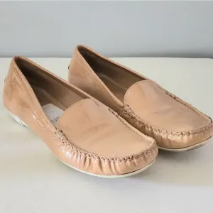 Stuwart Weitzman flats leather women's 7.5 patent leather camel color
