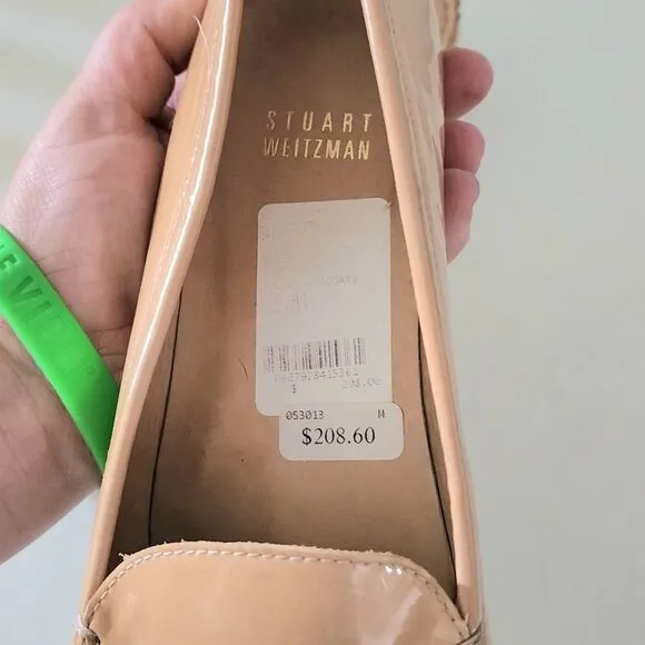 Stuwart Weitzman flats leather women's 7.5 patent leather camel color