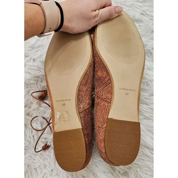 Sundance Women's Nude Leather Lace Up‎ Tasha Gladiator Flats Sz 40/ US 9.5