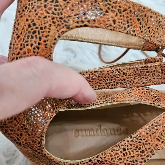 Sundance Women's Nude Leather Lace Up‎ Tasha Gladiator Flats Sz 40/ US 9.5