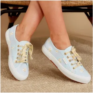 SUPERGA LOVESHACKFANCY 2750 blue yellow white floral print lace up sneaker shoe