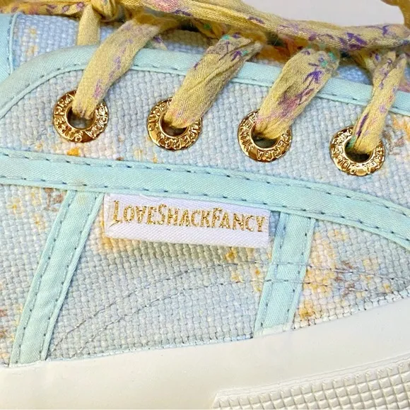 SUPERGA LOVESHACKFANCY 2750 blue yellow white floral print lace up sneaker shoe