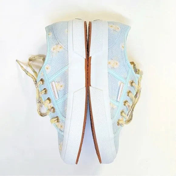 SUPERGA LOVESHACKFANCY 2750 blue yellow white floral print lace up sneaker shoe