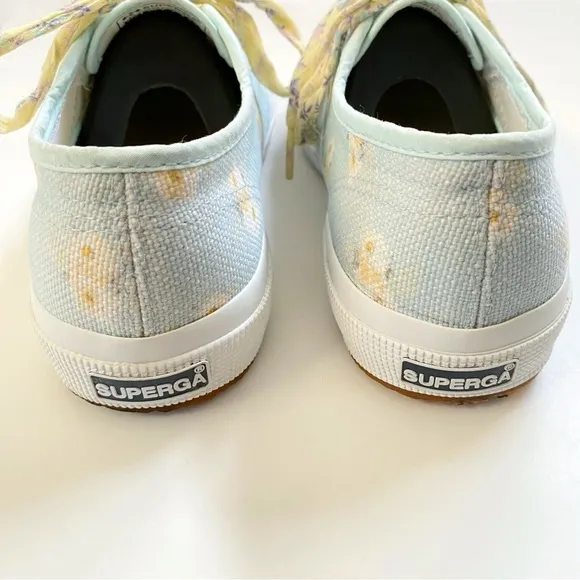SUPERGA LOVESHACKFANCY 2750 blue yellow white floral print lace up sneaker shoe