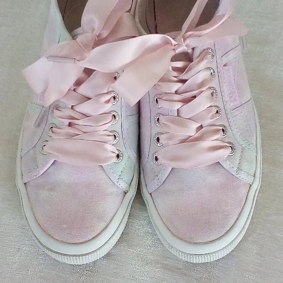 Superga Purple Pink Blue Tie Dye Satin Ribbon Lace Sneakers