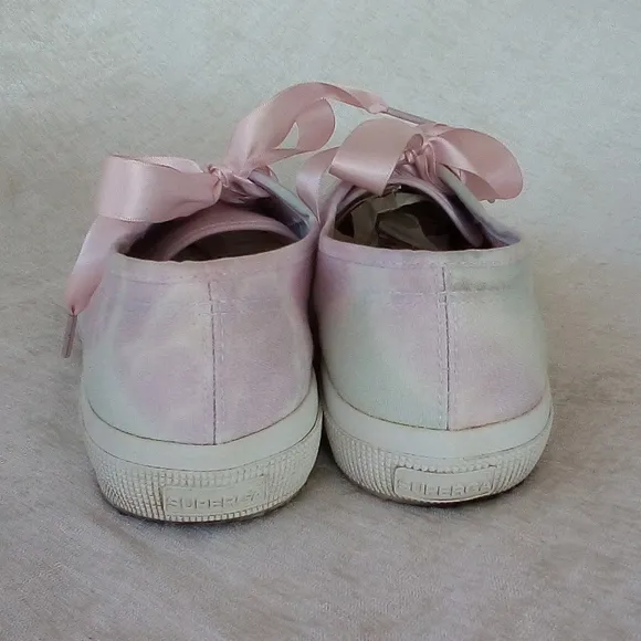 Superga Purple Pink Blue Tie Dye Satin Ribbon Lace Sneakers