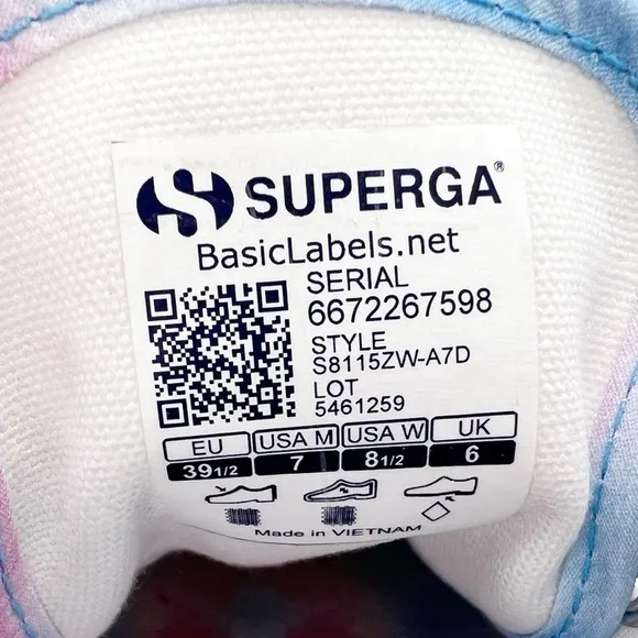 Superga Sneakers Canvas Blue Pink Tie Dye Beads Womens Size 8.5 Fantasia New NWT