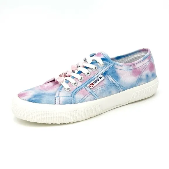 Superga Sneakers Canvas Blue Pink Tie Dye Beads Womens Size 8.5 Fantasia New NWT