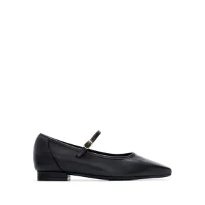 Surfbird Black Leather Ballet Flats