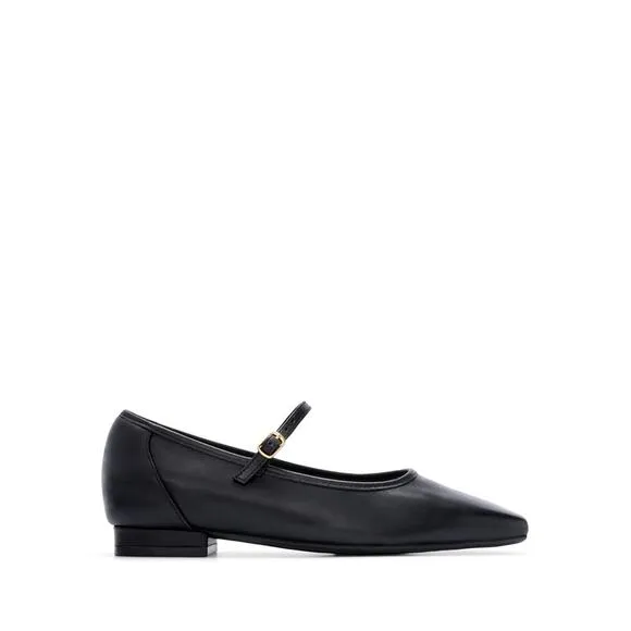 Surfbird Black Leather Ballet Flats