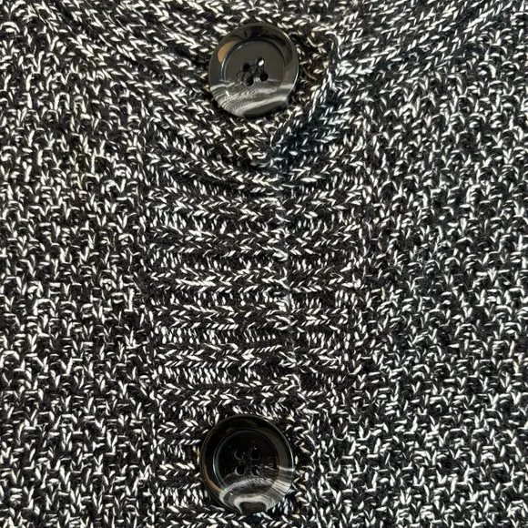 Sweater Cardigan Jacket Button Front Black Grey All Season Knit Size Large