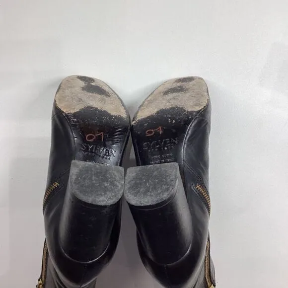 Sylven New York 7 Jayne Black Leather Heeled Ankle Boots