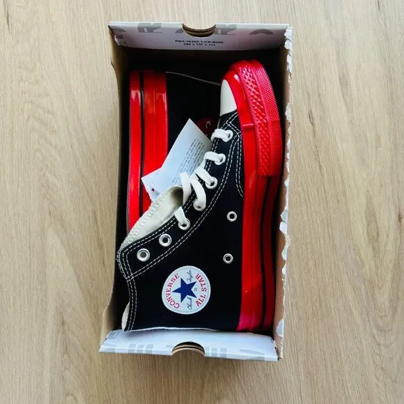 ❤️Sz 13 Converse Chuck 70 Hi Comme Des Garçons Play Women Shoes Black Rd A01793C