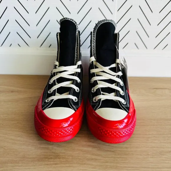 ❤️Sz 13 Converse Chuck 70 Hi Comme Des Garçons Play Women Shoes Black Rd A01793C