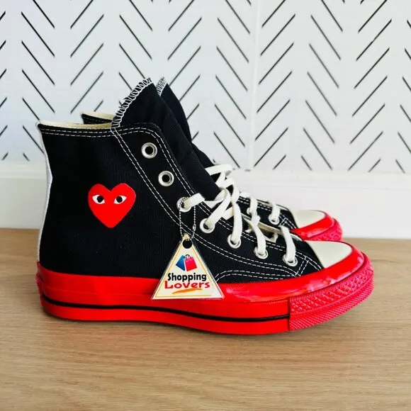 ❤️Sz 13 Converse Chuck 70 Hi Comme Des Garçons Play Women Shoes Black Rd A01793C