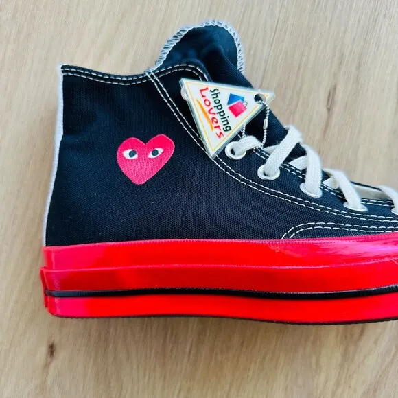 ❤️Sz 13 Converse Chuck 70 Hi Comme Des Garçons Play Women Shoes Black Rd A01793C