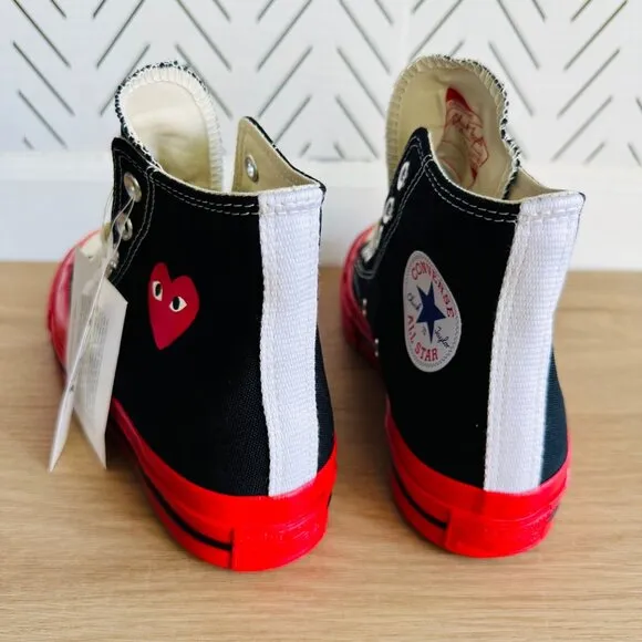 ❤️Sz 13 Converse Chuck 70 Hi Comme Des Garçons Play Women Shoes Black Rd A01793C