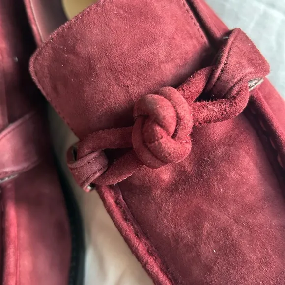 SZ 37 Burgundy Suede Astaire’ loafers Bottega  'Knot' straps moccasins