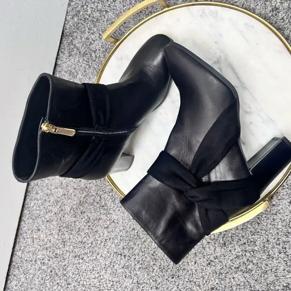 Sz 7 Karen Millen heeled boots with bow detail in black