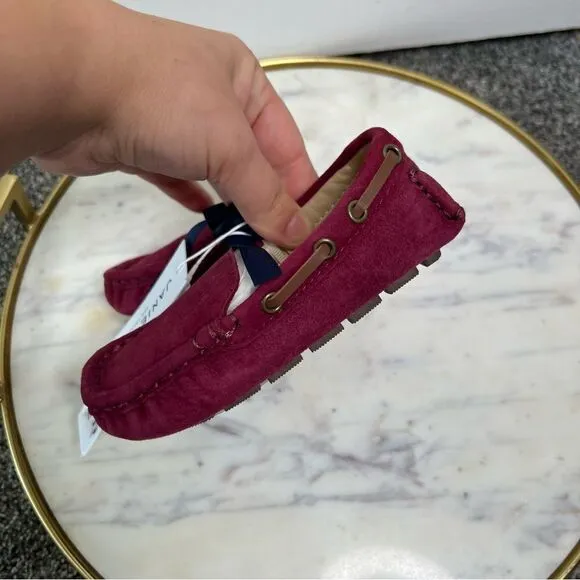 Sz 7T Janie &amp; Jack Berry Leather Suede Moccasins NWT $69 MSRP