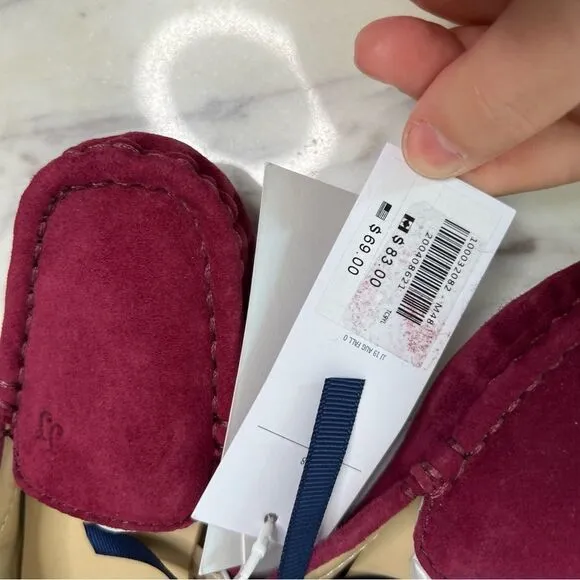 Sz 7T Janie &amp; Jack Berry Leather Suede Moccasins NWT $69 MSRP