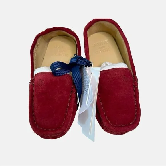 Sz 7T Janie &amp; Jack Berry Leather Suede Moccasins NWT $69 MSRP