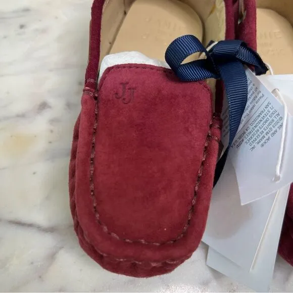 Sz 7T Janie &amp; Jack Berry Leather Suede Moccasins NWT $69 MSRP