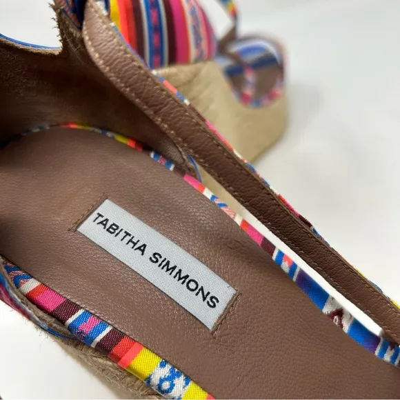 Tabitha Simmons Multicolor Jenny Peruvian Silk Espadrille Sandal Wedges size 9