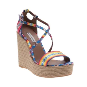 Tabitha Simmons Multicolor Jenny Peruvian Silk Espadrille Sandal Wedges size 9