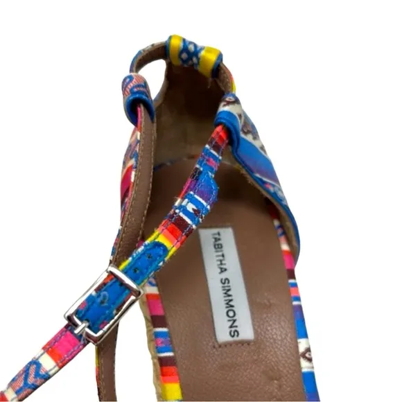 Tabitha Simmons Multicolor Jenny Peruvian Silk Espadrille Sandal Wedges size 9