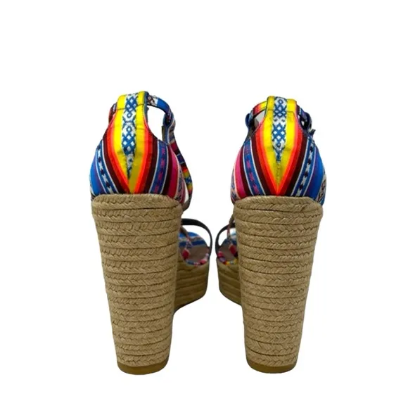 Tabitha Simmons Multicolor Jenny Peruvian Silk Espadrille Sandal Wedges size 9