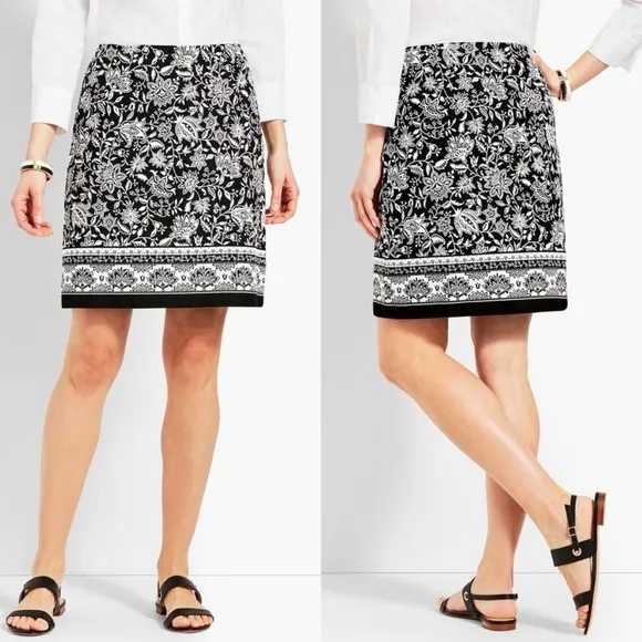 Talbots Dreamy Floral Stretch Cotton Canvas Skirt 16P NWT