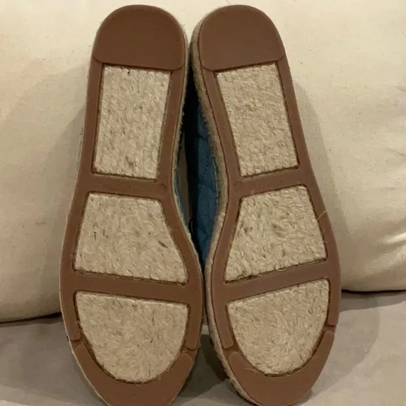 Talbots Izzy Quilted. Denim Blue Leather Espadrille Flats