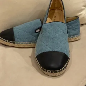 Talbots Izzy Quilted. Denim Blue Leather Espadrille Flats