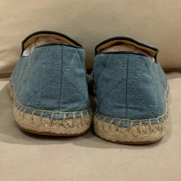 Talbots Izzy Quilted. Denim Blue Leather Espadrille Flats