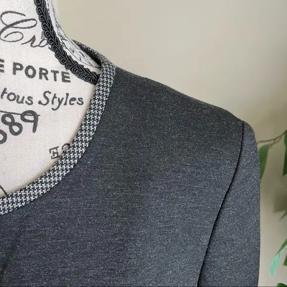 Talbots Luxe Knit Tipped Blazer Gray Sz 12