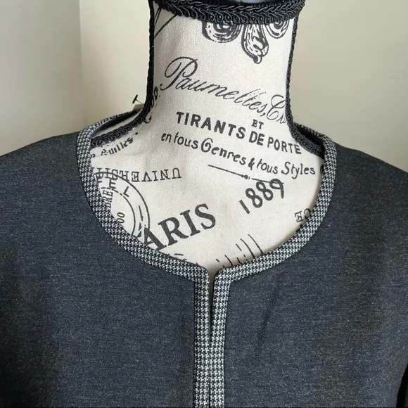 Talbots Luxe Knit Tipped Blazer Gray Sz 12